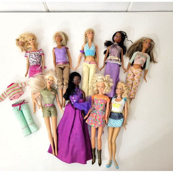 Mattel Other - 1990s Barbie Lot with Clothes Nine Dolls